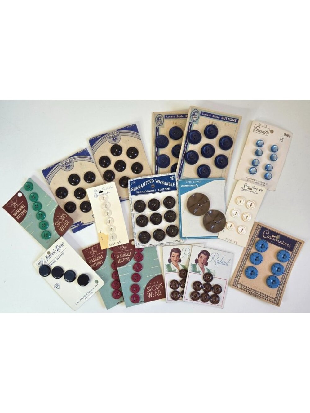 Vtg Assorted Buttons Original Various Colors Sizes Mid-Century Sewing Supplies